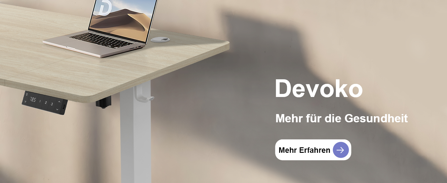 Регульований стіл Devoko 200x80 см з USB-C, електричний, для дому та офісу, білий (200 x 80 см, дуб)