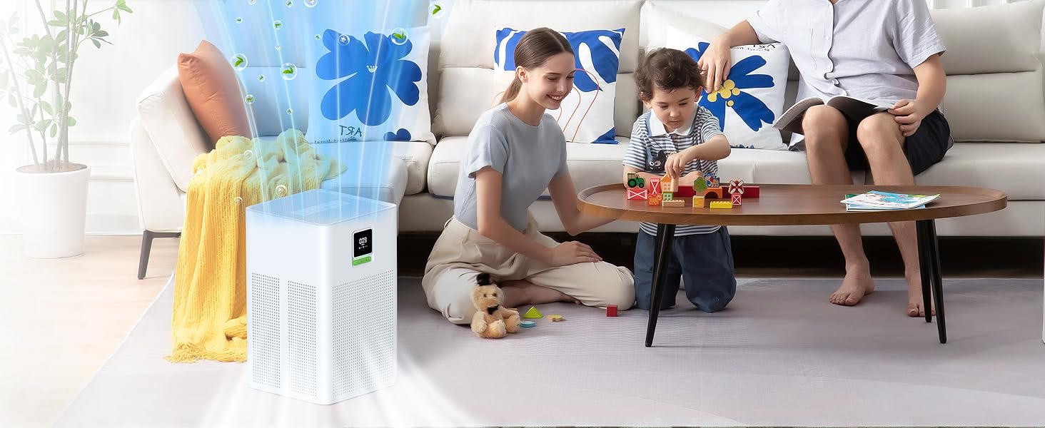 Повітряочисник з HEPA фільтром H13, сумісний з Matter, Apple Home, Alexa, Google Home, Home Assistant, ароматерапія, еко-режим, 62 м²