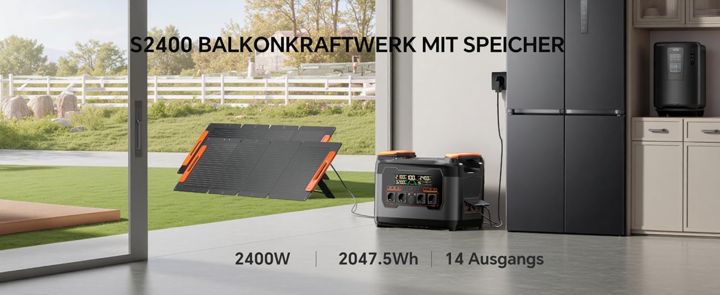Портативна електростанція NECESPOW 700W (пікова 1400W) 483.84Wh з 3 розетками AC, LiFePO4 акумулятор, чиста синусоїда, USB-C PD100W, сонячний генератор для кемпінгу, дому, CPAP (S2400+400W)