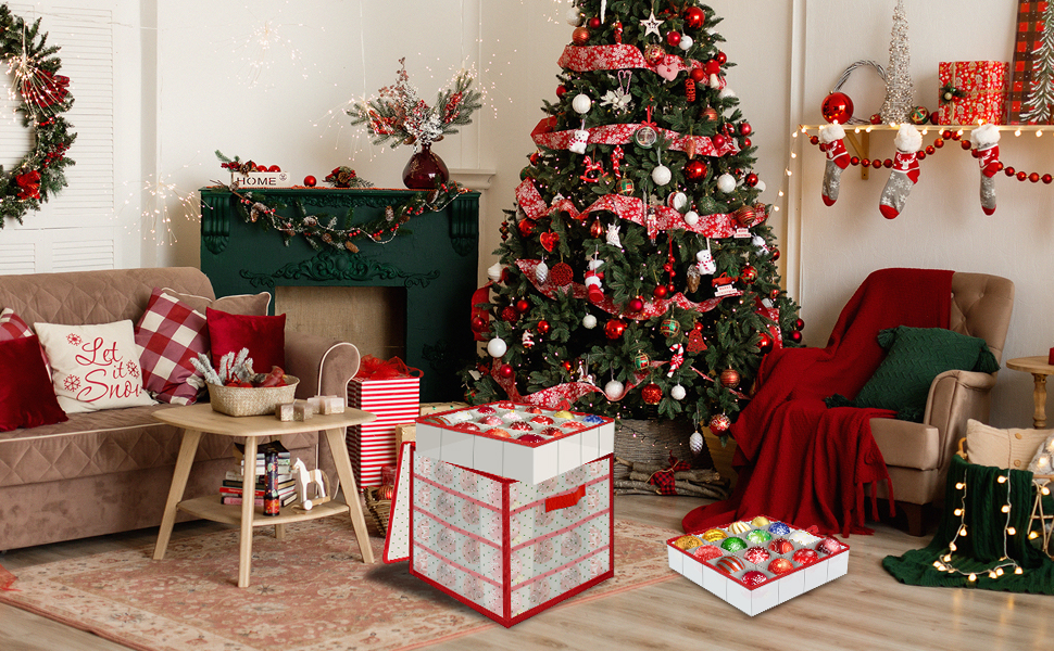 Ящик для зберігання новорічних кулі: органайзер для 64 куль, 4 яруси, 34x34x34 см