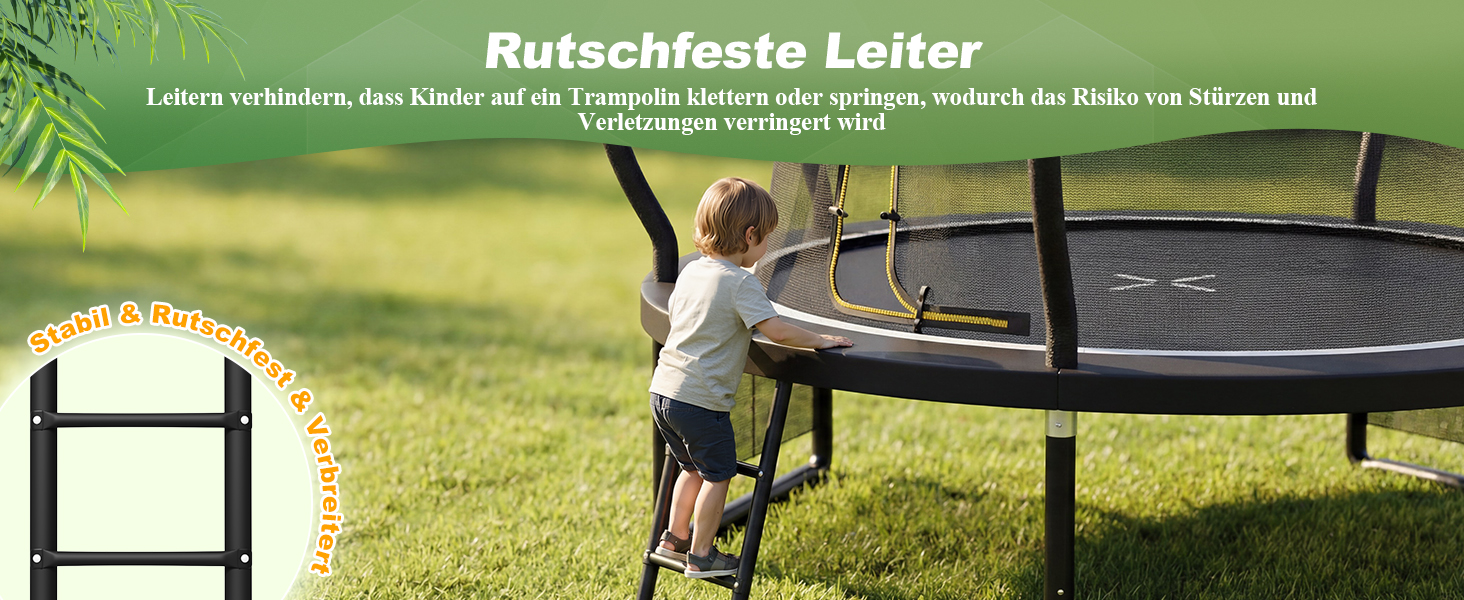 Батут садовий Flamaker Ø228/305/366/427 см з захисною сіткою, до 150 кг, для дітей та дорослих, чорний