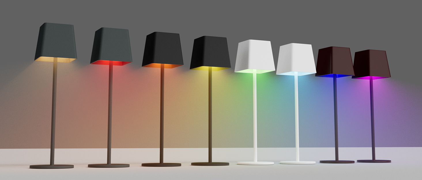 LED-лампа K-Bright на акумуляторі, диммер, тепле світло, для дому та вулиці, USB-C, 3000K, темно-сірий