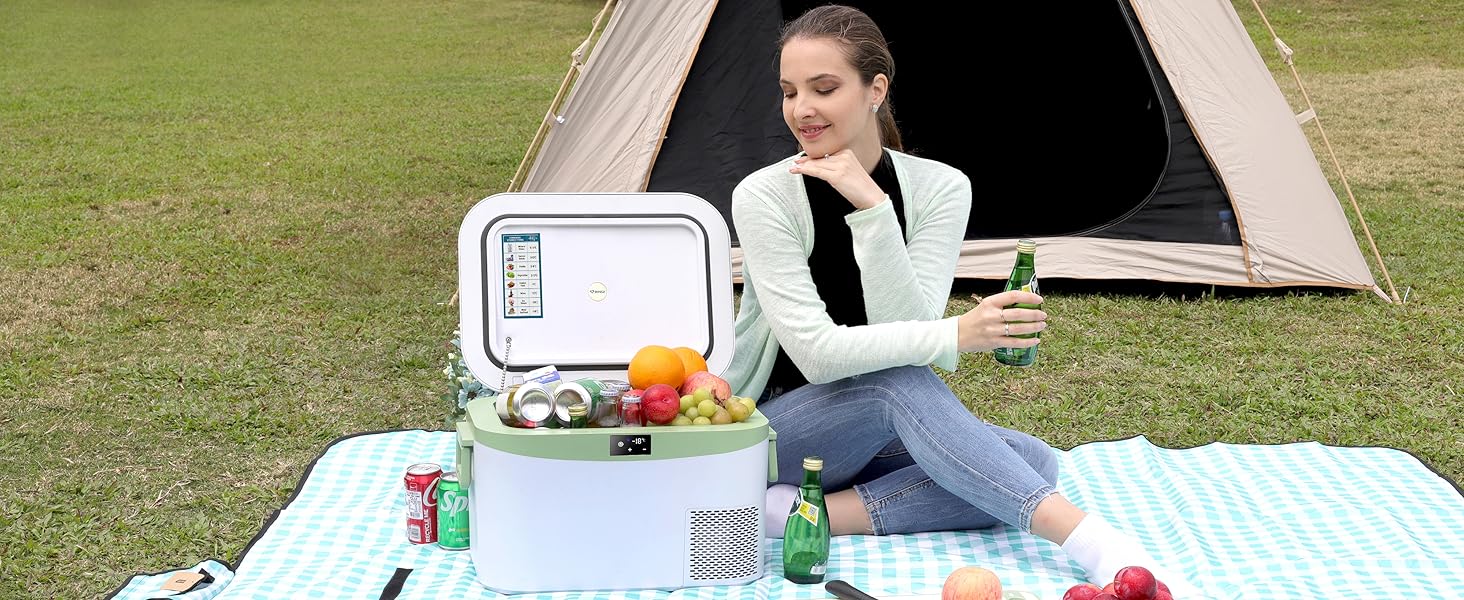 Автохолодильник BINGI 18л портативний 12/24V та 230V, міні-морозильник для авто, кемпінгу, дому (15°C до -18°C), білий