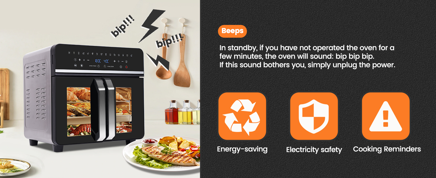 Фритюрниця-мініпіч Air Fryer Emphsism Dual Zone XXL з LED-сенсорним екраном, 1800W, 15 програм, з рецептами та 11 аксесуарами