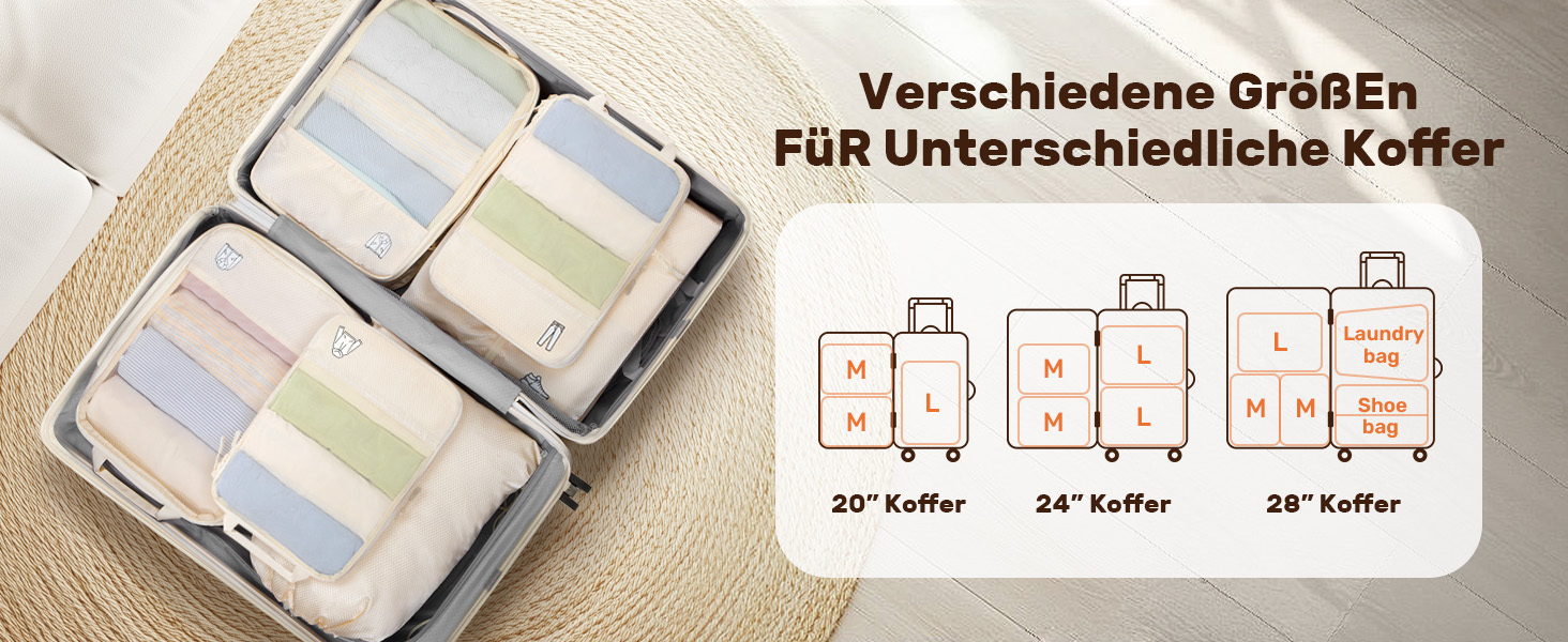 Набір компресійних органайзерів для подорожей та валіз 8 предметів, сумки-пакувальники для одягу в рюкзак, лимонно-жовті