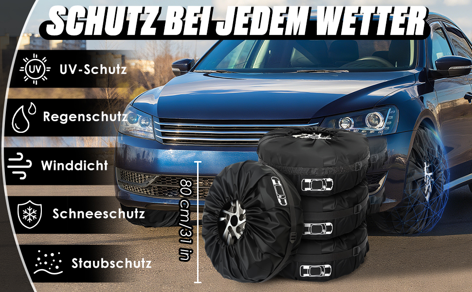 Набір чохлів для коліс 4 шт., захисні чохли для коліс 19-23 дюйми, водонепроникні, з UV-захистом, для зберігання та транспортування, червоні, розмір L (діаметр 81 см)