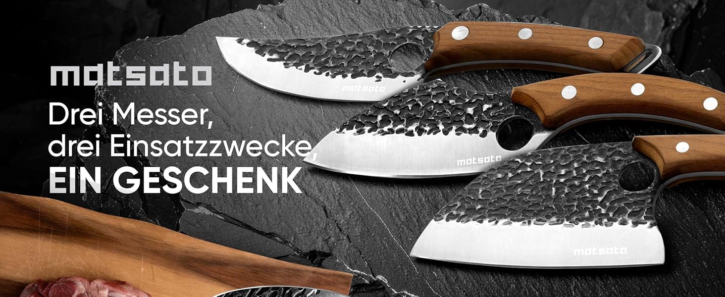 Набір кухонних ножів Matsato (3 шт.) - професійні, гострі, для кухні