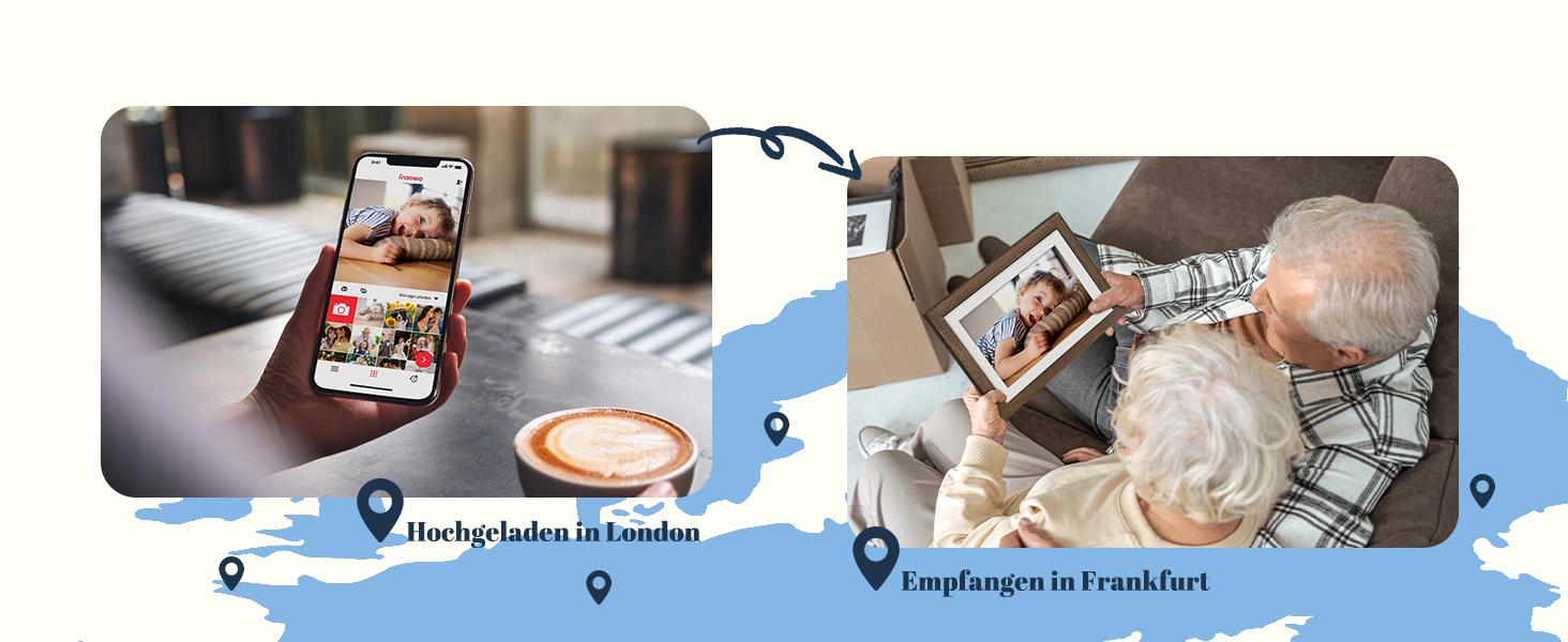Цифровий фоторамка Frameo 10.1 дюйма з Wi-Fi, горіхове дерево, 32GB, IPS Touchscreen, Wi-Fi, фото/відео через додаток Frameo, подарунок для чоловіків та жінок