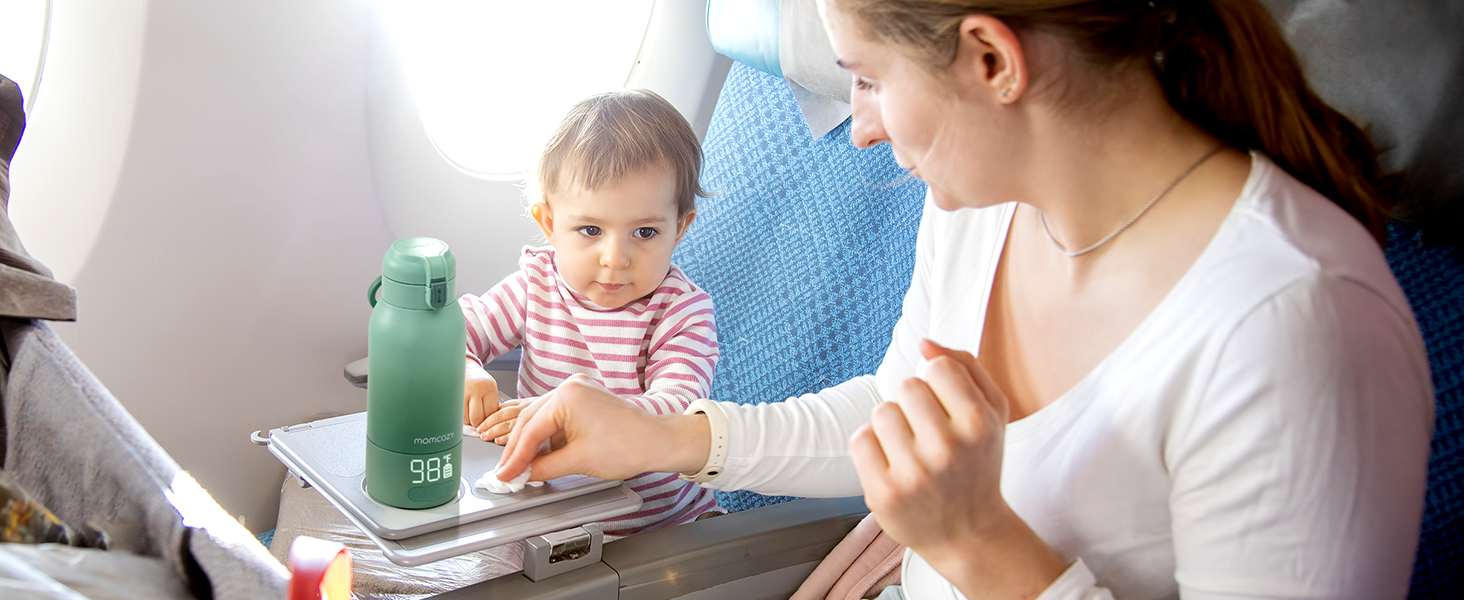 Momcozy MW05 портативний підігрівач для пляшечок, 500 мл, акумулятор 24 години, 2 режими нагріву для дитячого харчування та води, швидкий нагрів за 3 хв, зелений