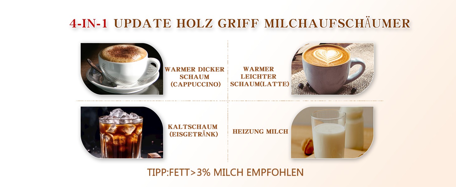 Електричний спінювач молока 4-в-1 – спінювач молока, нагрівач молока, білий