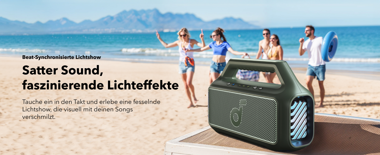 Soundcore Boom 2 - Портативна Bluetooth Колонка, 80W, Сабвуфер, LED, IPX7, 24h, USB-C, BT 5.3