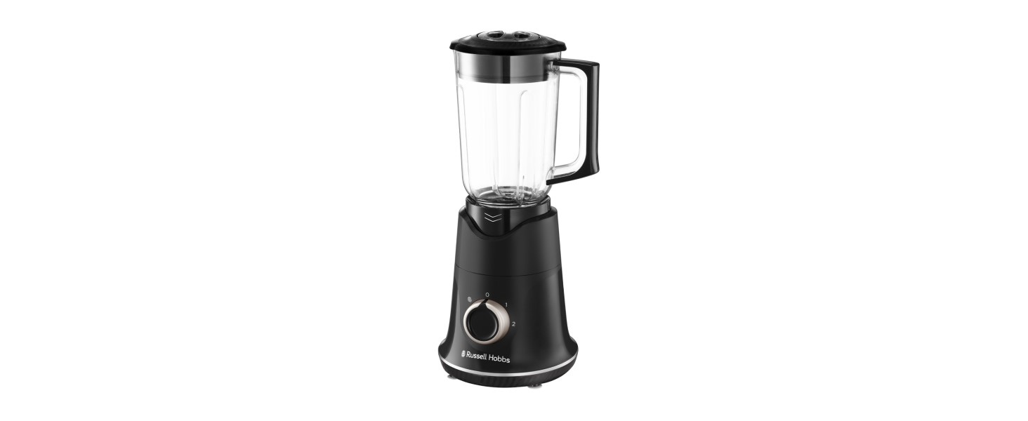 Стаціонарний блендер Russell Hobbs Smoothie Maker 27121-56, скляна чаша 1.5л, 850 Вт, 2 швидкості та імпульсний режим, Matte Charcoal