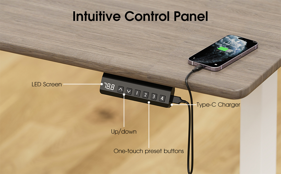 Електричний стіл з регулюванням висоти, металевий каркас з USB-C, пам'ять, антиколізійна система, 2 мотори, білий