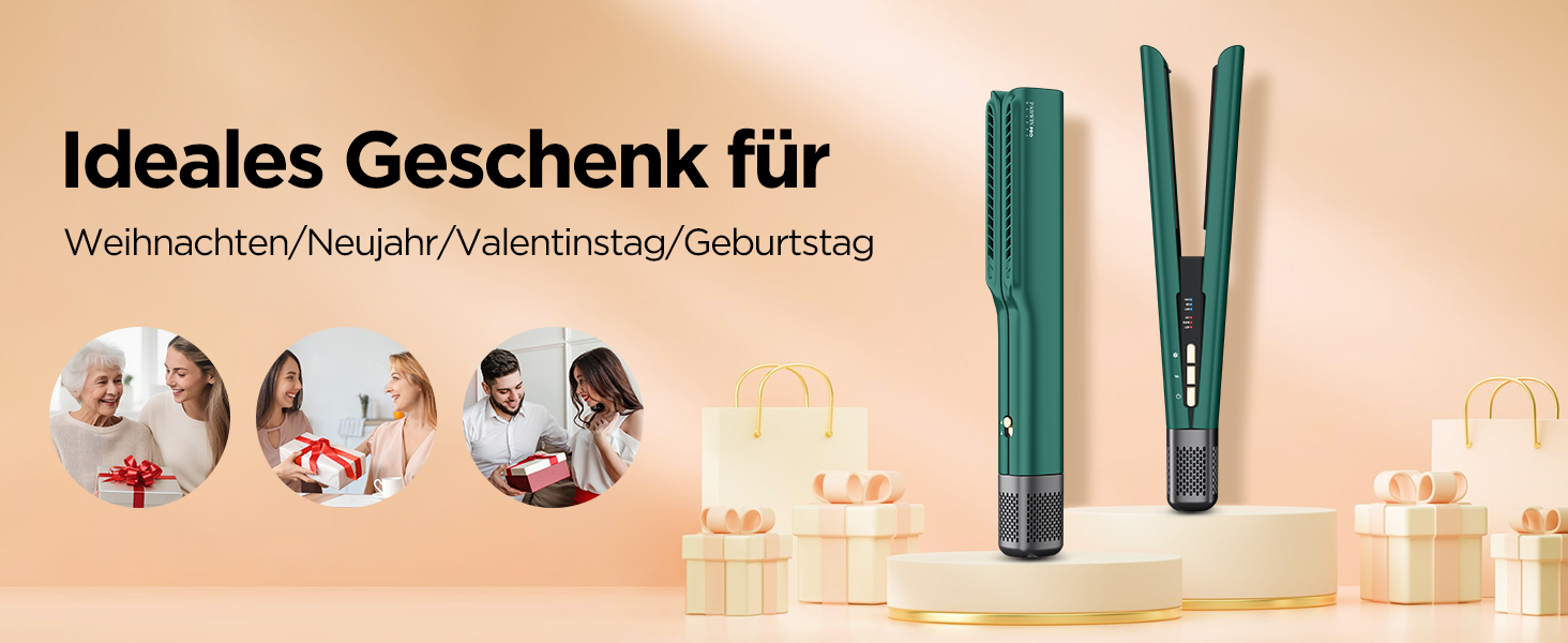 Випрямляч для волосся PARWIN PRO BEAUTY іонний, повітряний, для середнього та довгого волосся (35-75 см), 1200 Вт, темно-зелений