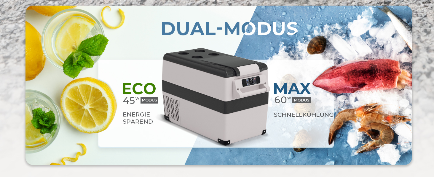 Автомобільний холодильник EUHOMY 40л компресорний (-20℃~20℃) з Wi-Fi, режимами ECO/MAX, захистом батареї 12/24V/220V, тихий (до 45дБ)