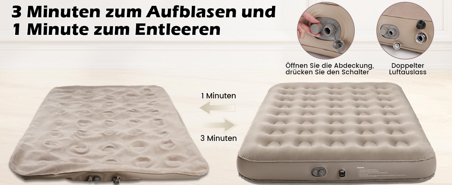 Надувний матрац 2 персони з електричною помпою, 190x125x20 см - для дому та кемпінгу