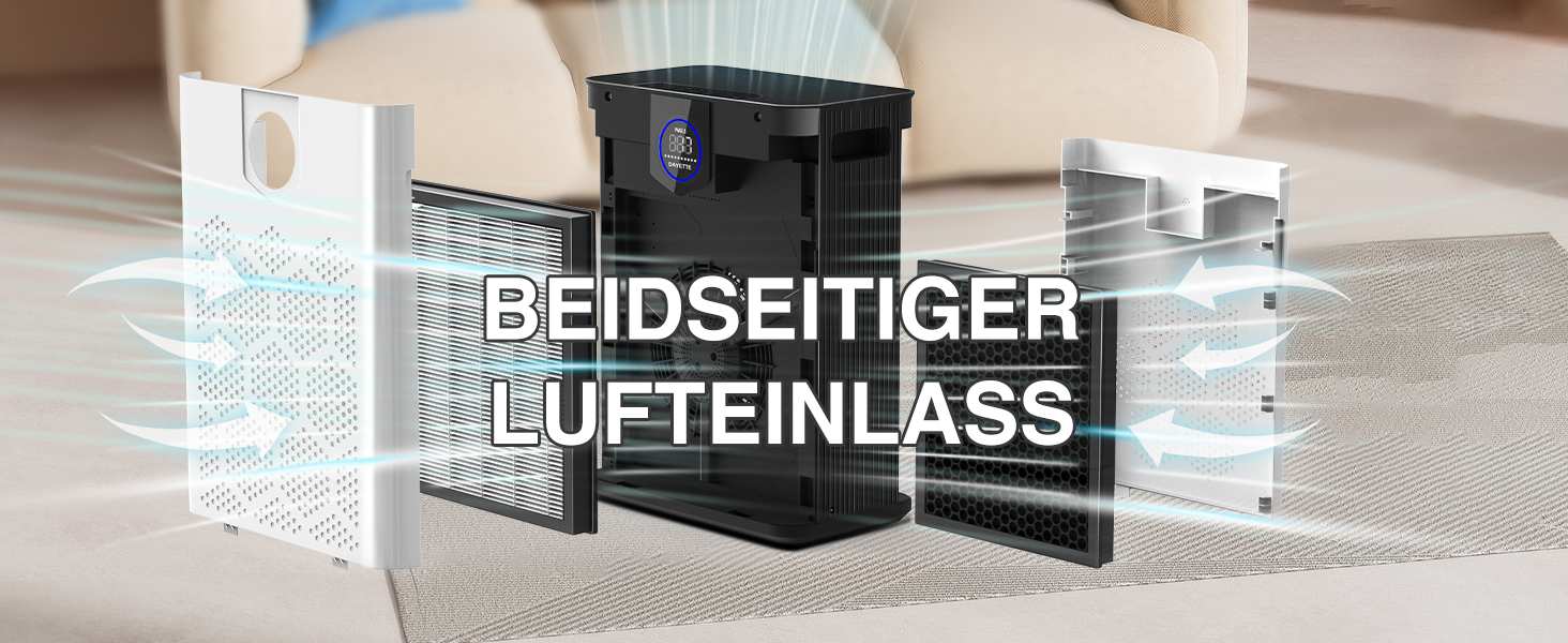 Повітряочисник для алергіків та курців, 120 м², з HEPA фільтрами, CADR 350 м³/год, керування через додаток, тиха робота 22 dB