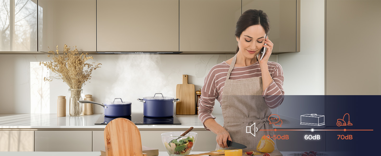 Вбудована витяжка CIARRA CBCB6926A A+++, 60 см, продуктивність 704 м³/год, рівень шуму 60 дБ, LED-підсвітка, режим відводу та рециркуляції, нержавіюча сталь/чорний