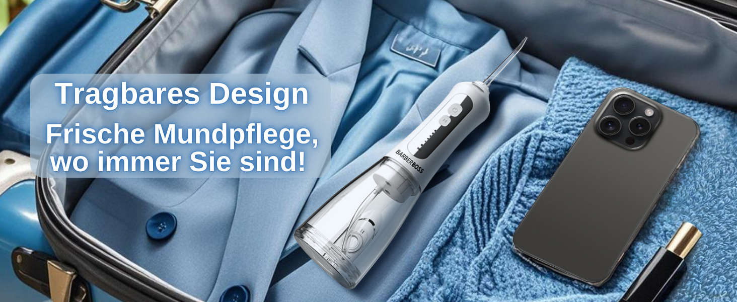 Електрична ірigator для порожнини рота BarberBoss QR-7024 (білий) - 5 насадок, різні режими очищення