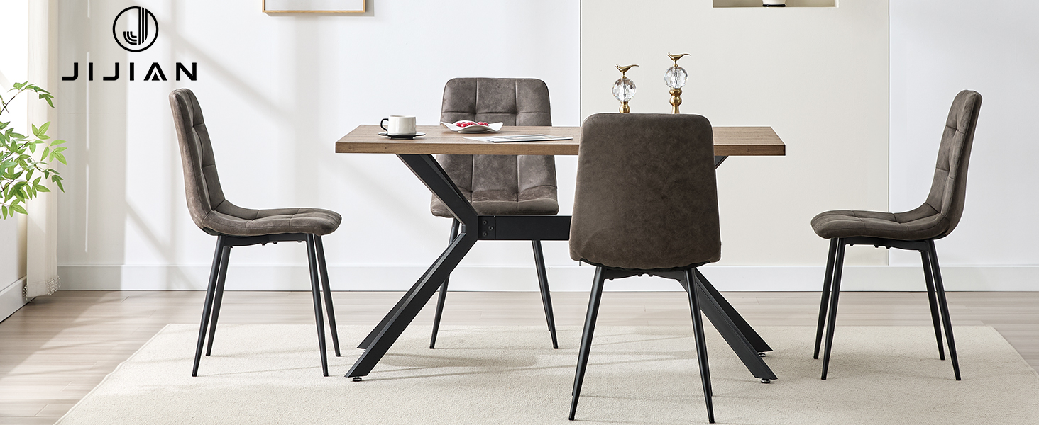 Набір обідніх стільців Techno, коричневі, з металевими ніжками, для кухні, вітальні, зони очікування (6 шт.)