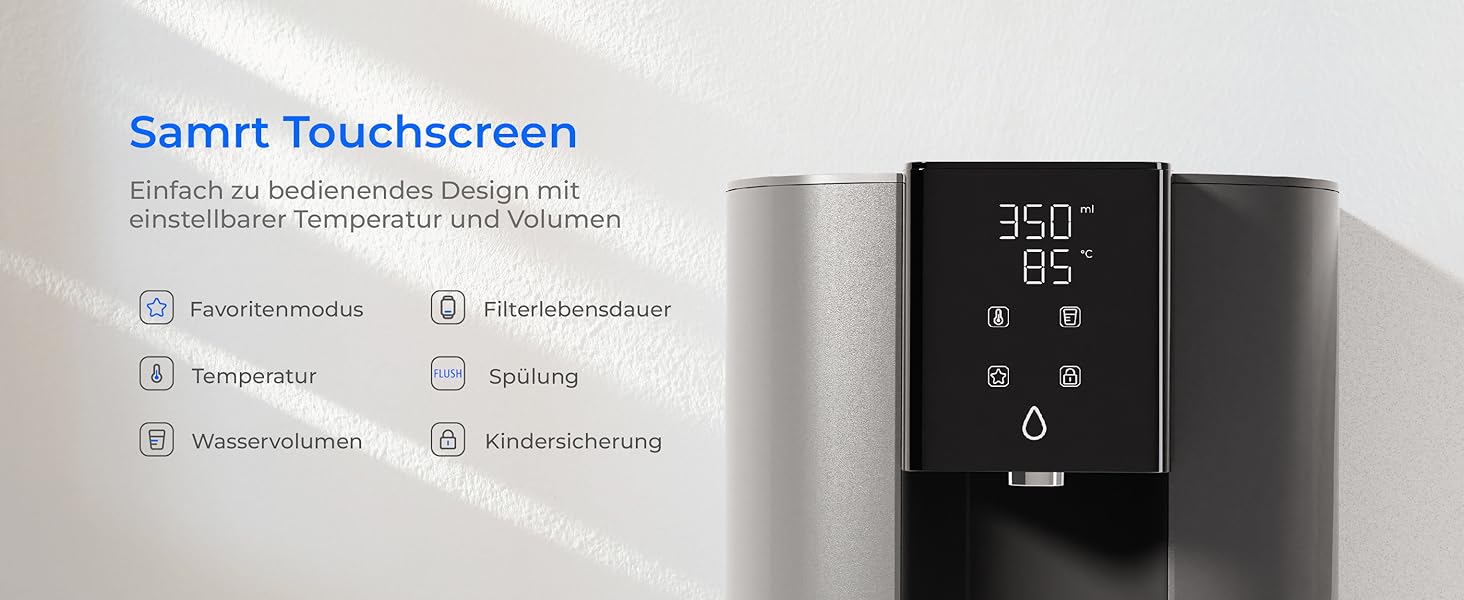 Система зворотного осмосу Waterdrop CoreRO для встановлення на стільницю з миттєвим гарячим водопостачанням, 5 температурних опцій, 6-ступенева фільтрація, 3:1 чиста вода до відпрацювання, зменшує PFAS, без встановлення, WD-C1H