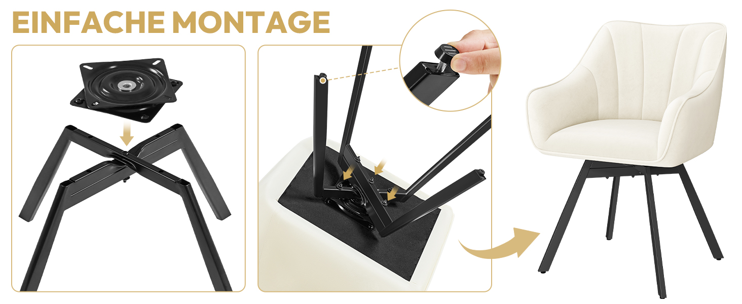 Набір з 2-х обертових кухонних стільців Yaheetech з підлокітниками та металевими ніжками, бежевий