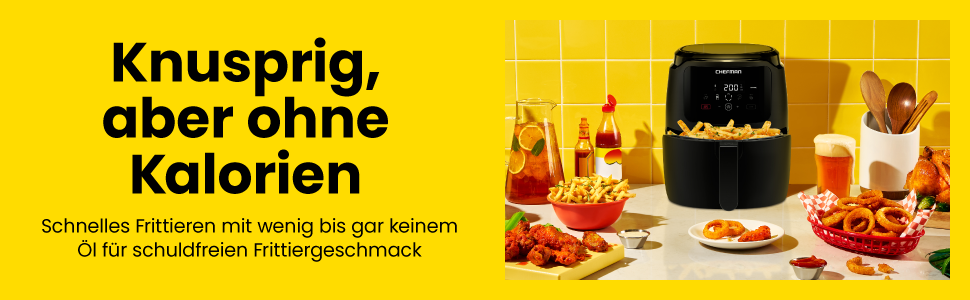 Електрична аерофритюрниця Chefman 4.75 л, цифрова керування One Touch, антипригарне покриття, чорна