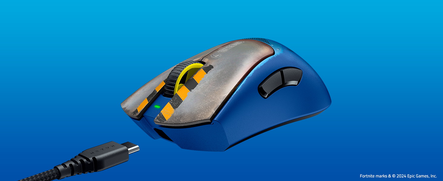 Бездротова ігрова миша Razer DeathAdder V3 Pro Fortnite: ергономічна, ультралегка (55г), 26K DPI, HyperSpeed, до 100 годин роботи