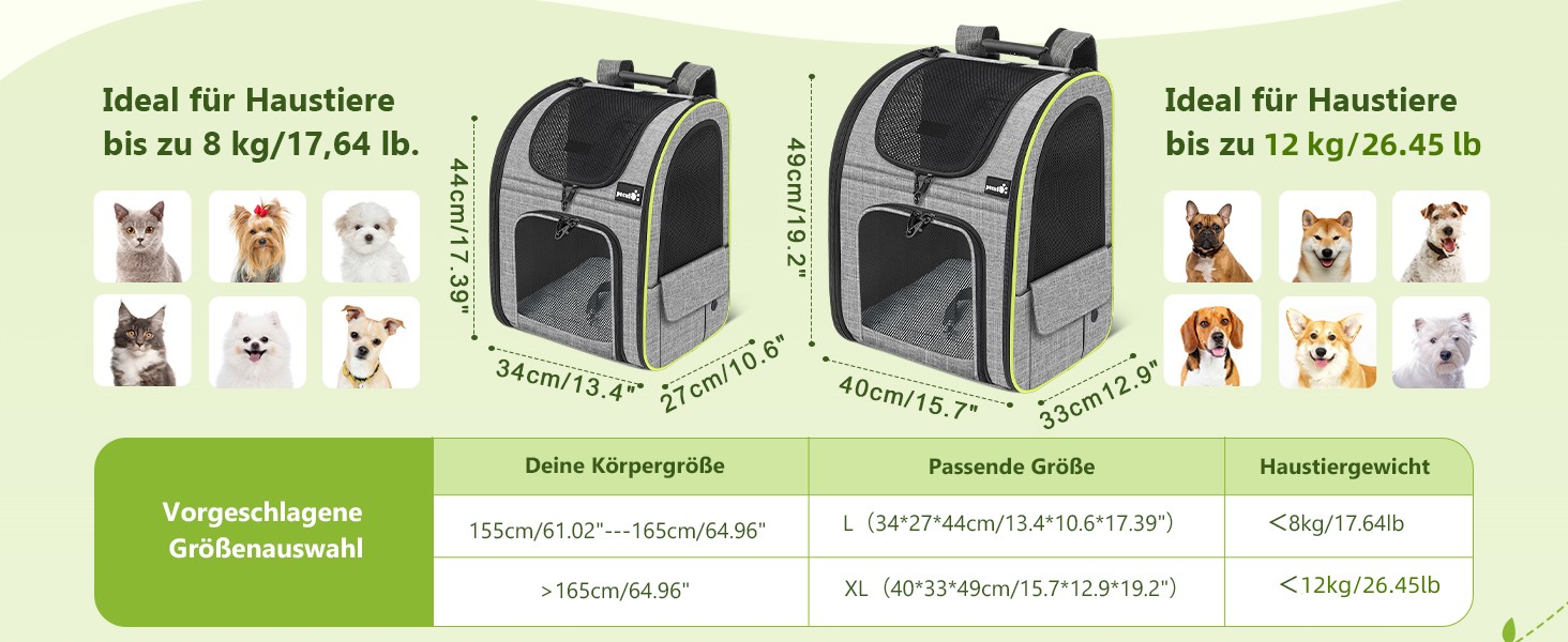 Рюкзак для домашніх тварин pecute з сітчастим вікном, портативна і складна сумка для кішок, дихаюча і легка сумка для собак, водонепроникна тканина з Оксфорда з великим простором, багатофункціональний нековзний сірий 8 кг (розширювана сітка, чорний, м (до 8 кг))