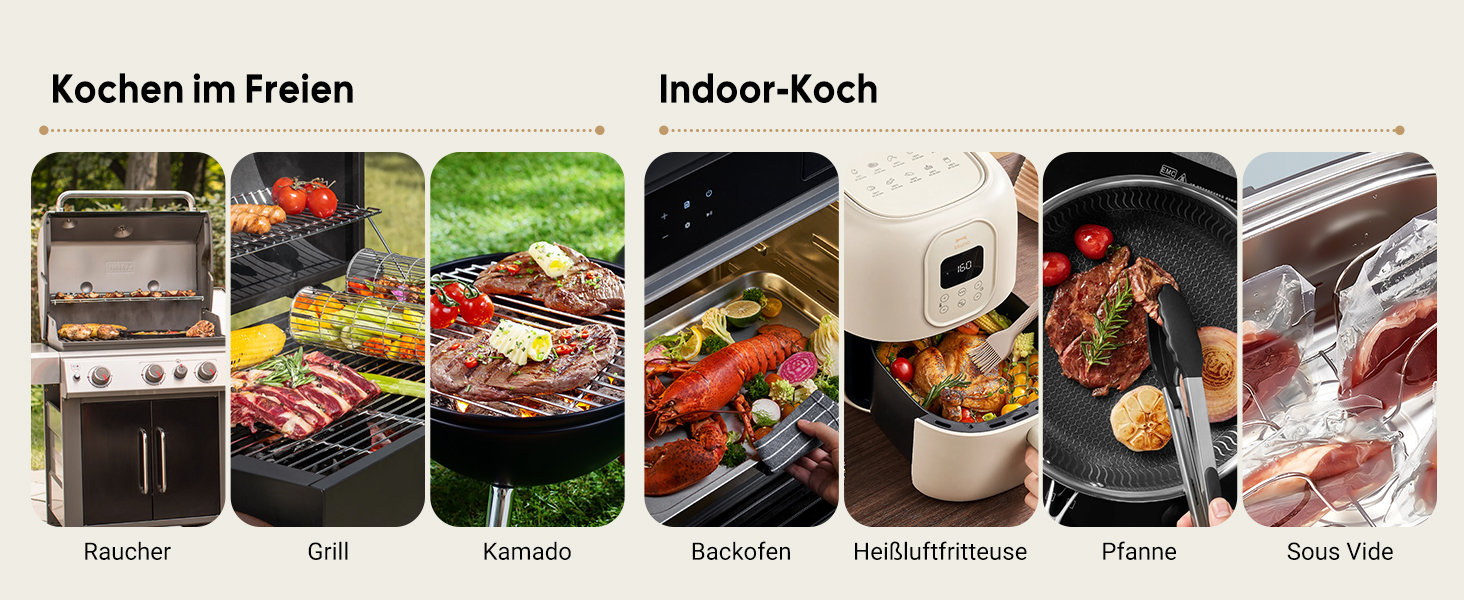 Бездротовий термометр Inkbird INT-12-BW для приготування на грилі, м'яса та випічки: Bluetooth 5.4, Wi-Fi, водонепроникний (IP67)