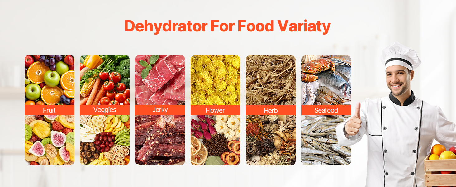 Електрична сушарка для продуктів VEVOR з 10 чашами з нержавіючої сталі, 1000 Вт, сушарка для м'яса, фруктів, овочів, трав, собачих ласощів