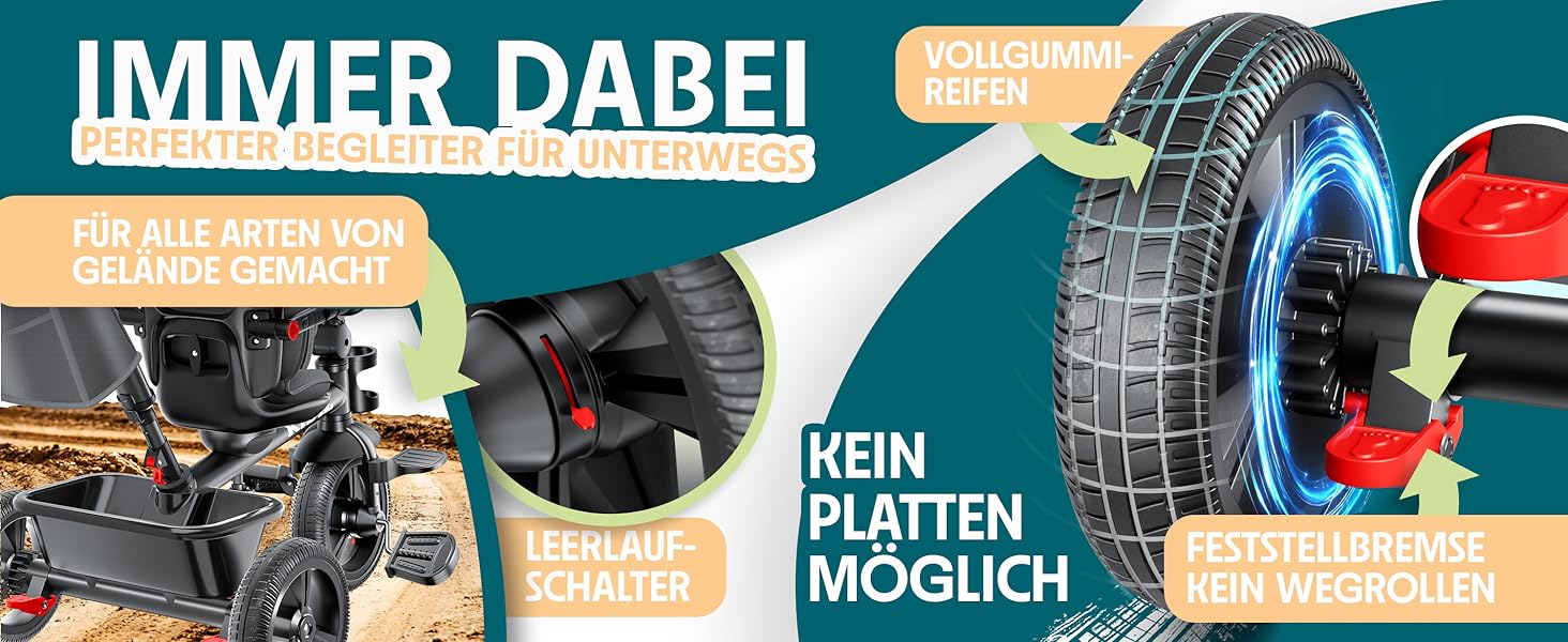 Дитячий триколісний велосипед KIDIZ 6-в-1: з ручкою, кошиком, сонцезахисним дахом, до 25 кг, сірий