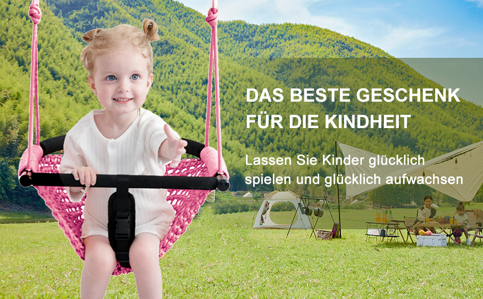 Дитяча гойдалка-трансформер 2-в-1 Nets Tribe для дому та саду (зелений/рожевий)