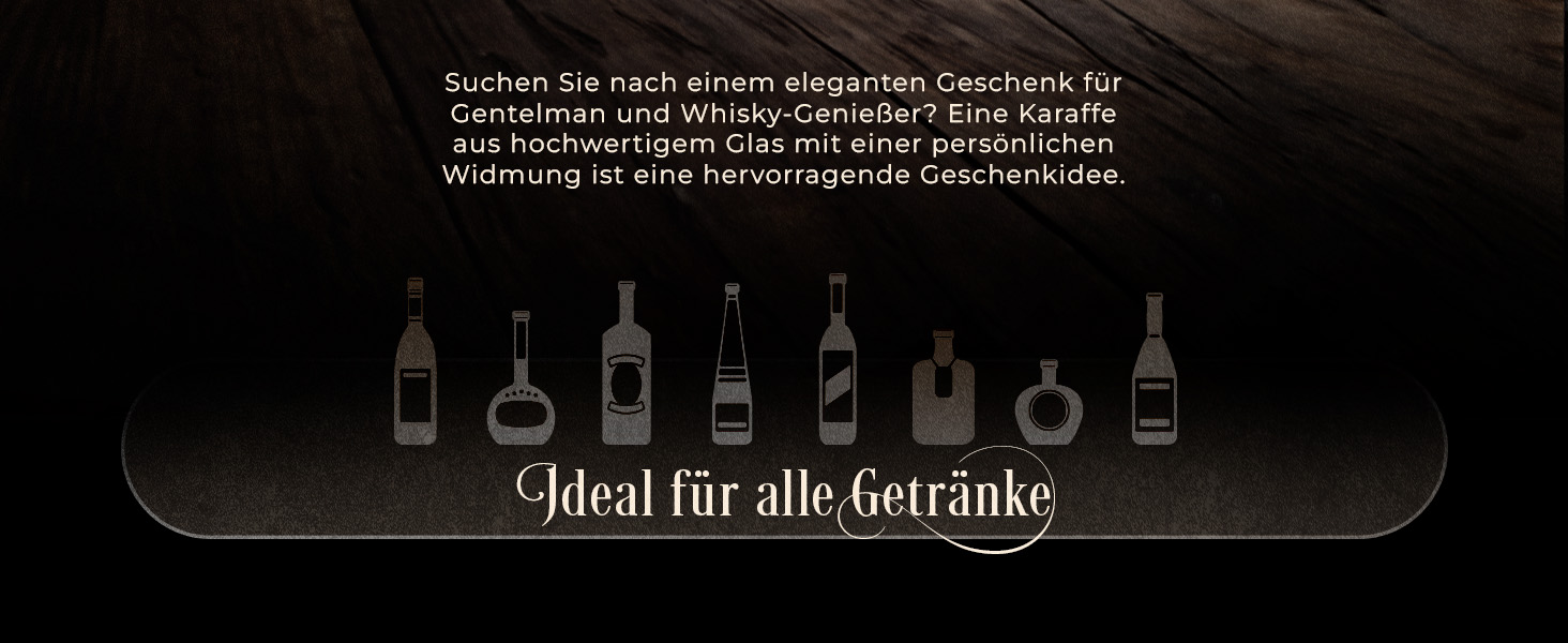 Мавертон Карафа для віскі 950 мл + Набір з 6 склянок для віскі з гравіюванням - Декантер для віскі - Подарунок на Різдво - Люксовий дизайн - Крісталльне скло - для чоловіків на день народження - Корона