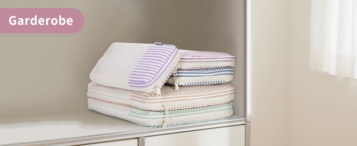 Набір органайзерів для валізи та рюкзака Narwey, 6 шт, компресійні пакувальні куби для подорожей, синій з візерунком