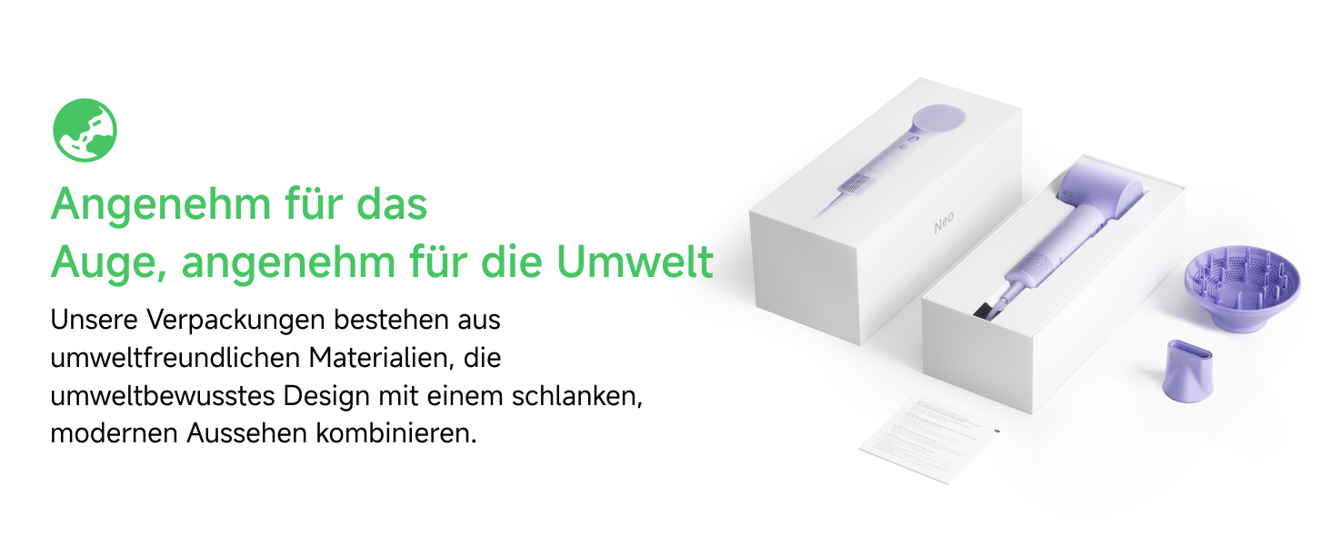 Високошвидкісний фен для волосся Laifen Neo з безщітковим двигуном 110 000 об/хв, 200 млн негативних іонів та 2 магнітними насадками, Фіолетовий