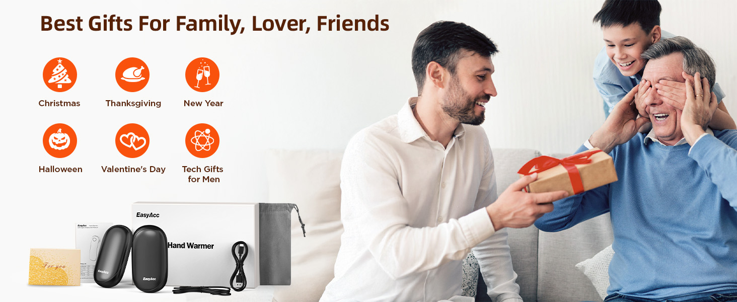 EasyAcc Нагрівач для рук, акумуляторний, чорний, великий