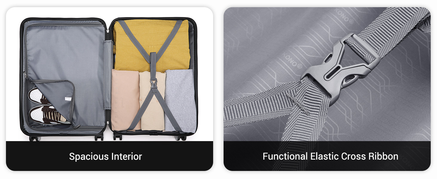 KONO Чемодан-валіза на колесах L (65 см) Чорний