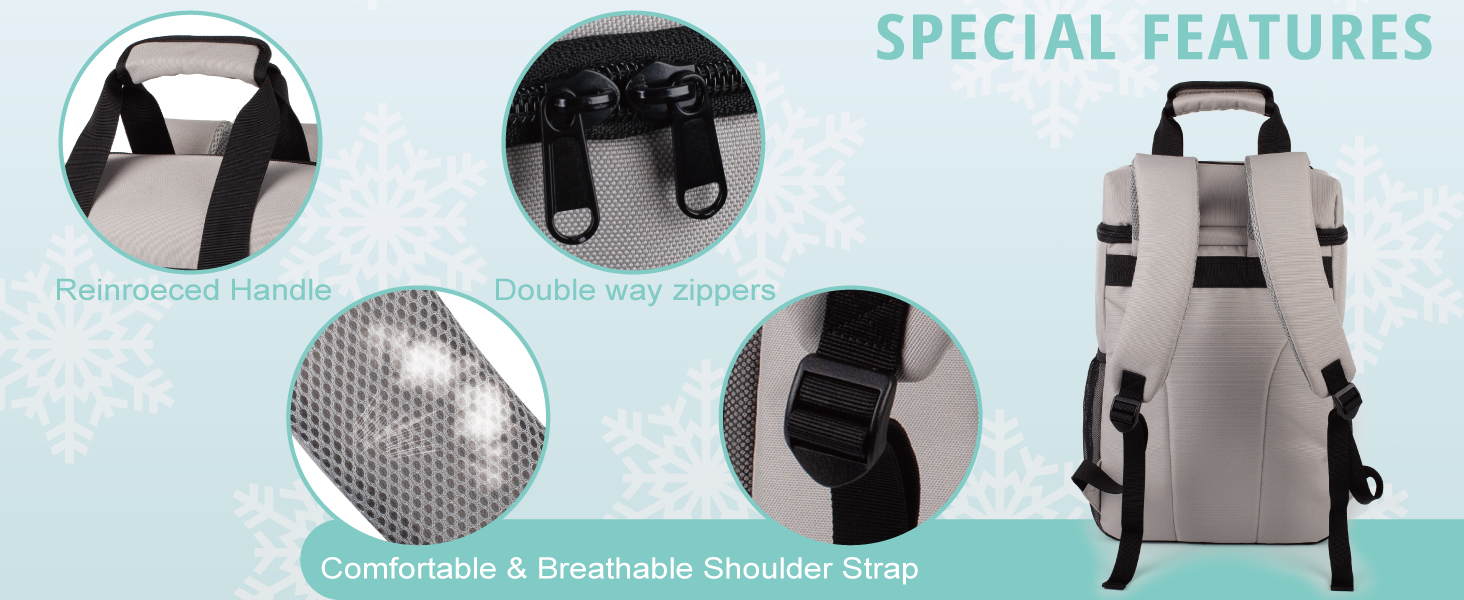 Рюкзак-холодильник з м'яким ручним захопленням, легкий та ізольований, водовідштовхуючий, велика місткість – ідеальний для жінок та чоловіків для пляжу, кемпінгу, пікніка, риболовлі та піших прогулянок (Сірий)