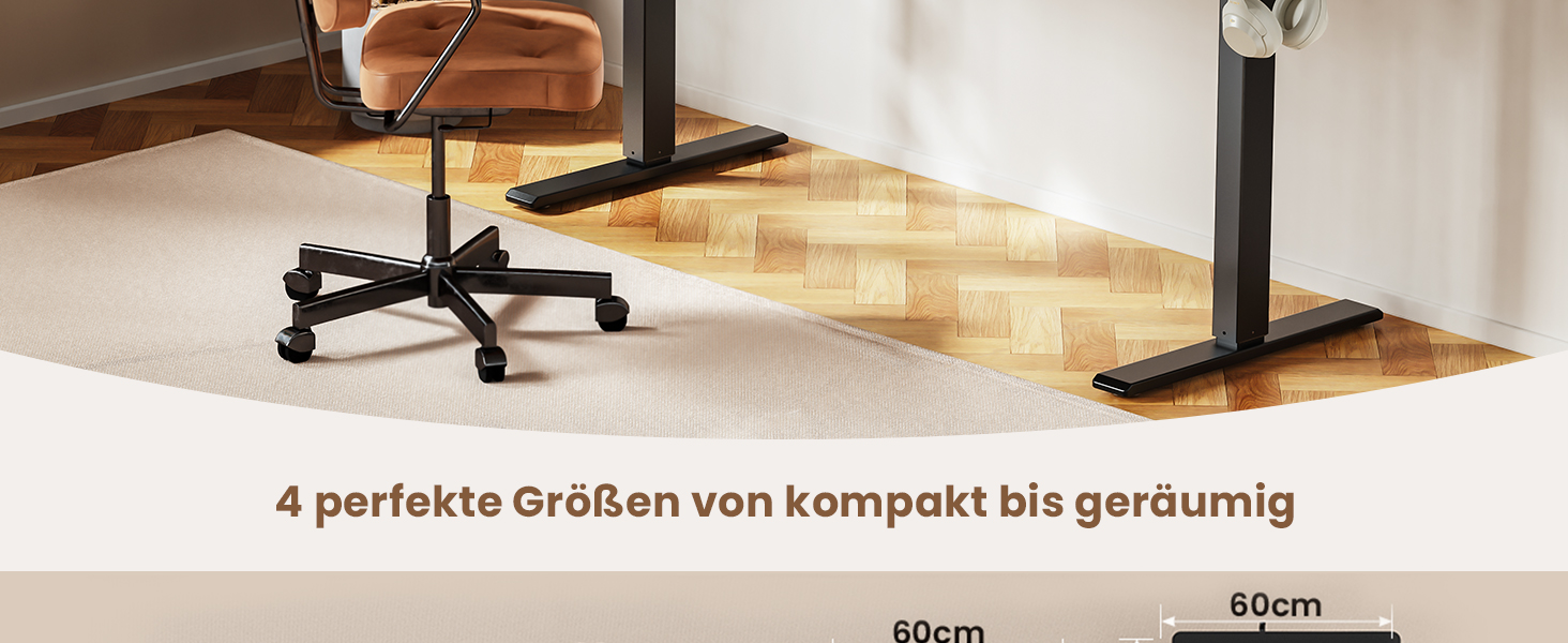 Регульований стіл WALKINGDESK для дому та офісу: електричний, 120 x 60 см, з 4 пам'яттю, з гачками, чорний