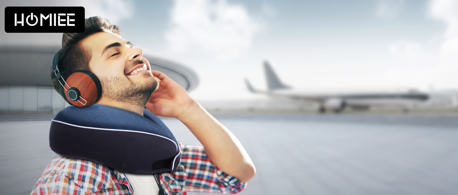 Подушка для шиї Homiee, ортопедична, з memory foam, для подорожей (сіра)