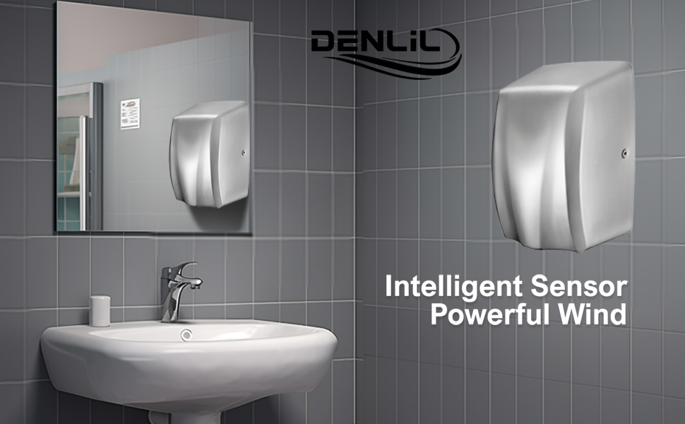 Компактний сушар для рук з нержавіючої сталі для комерційного використання, висока швидкість, високопродуктивний сушар з HEPA-фільтром