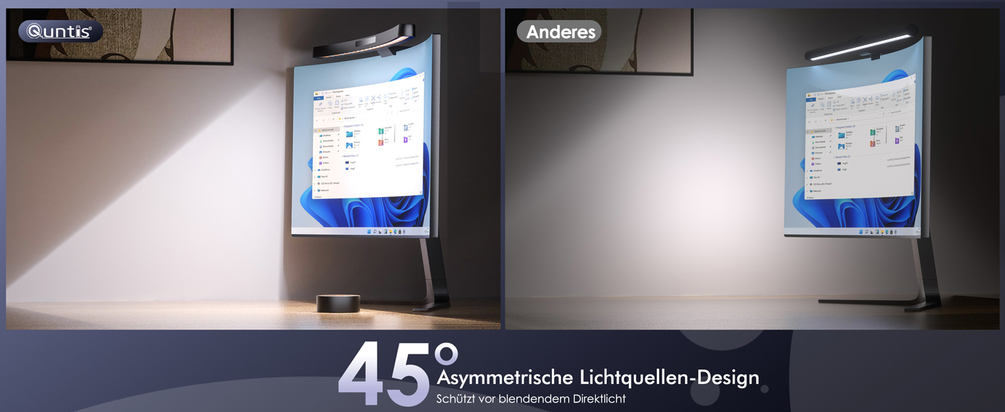 Світлодіодна лампа для монітора Quntis Curved 38см з сенсорним керуванням та пультом, захист від синього світла, регулювання яскравості, для офісу та дому