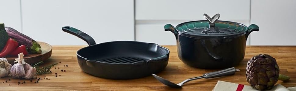 Lagostina Tradizione: сковорода-гриль з емальованого чавуну 26x26 см, для індукції, газу та духовок до 220°C, для м'яса, риби, хліба