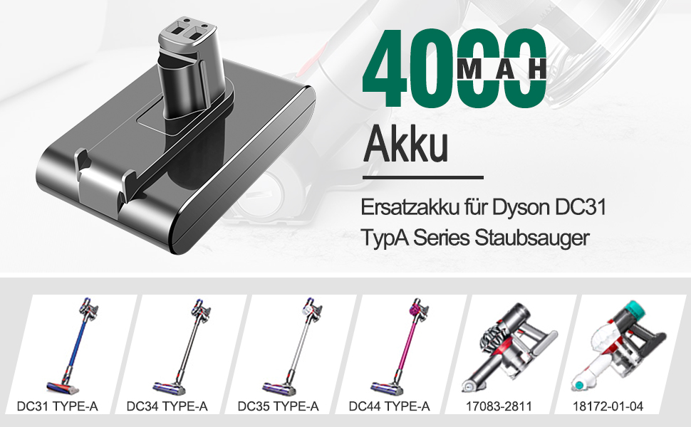 Змінна батарея ADVTRONICS 22.2V 4.0Ah для пилососа Dyson DC34/DC31/DC35/DC44 (тип A)