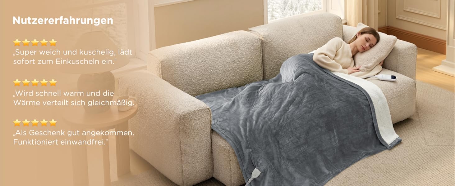 Електрична ковдра BEDSURE з автовимкненням, 130x180 см, сіра - тепла подарунок для мами на Різдво