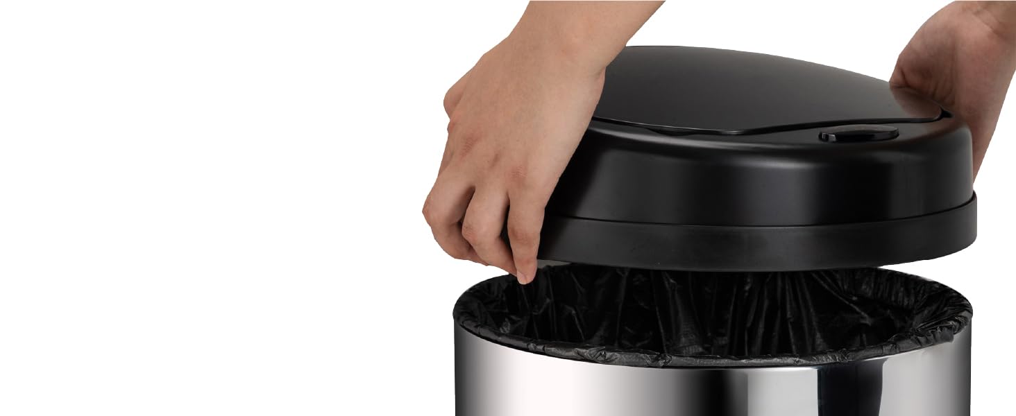 Відро для сміття Juskys з датчиком руху, 30 л, сріблястого кольору - нержавіюча сталь, з кришкою-кліпсою для пакетів