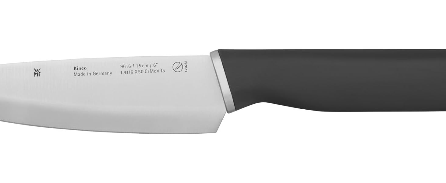 Набір ножів WMF Kineo з підставкою (6 предметів), Made in Germany: 4 ножі, кухоні кусачки, бамбукова підставка, Performance Cut, сталь Messerblock Asia