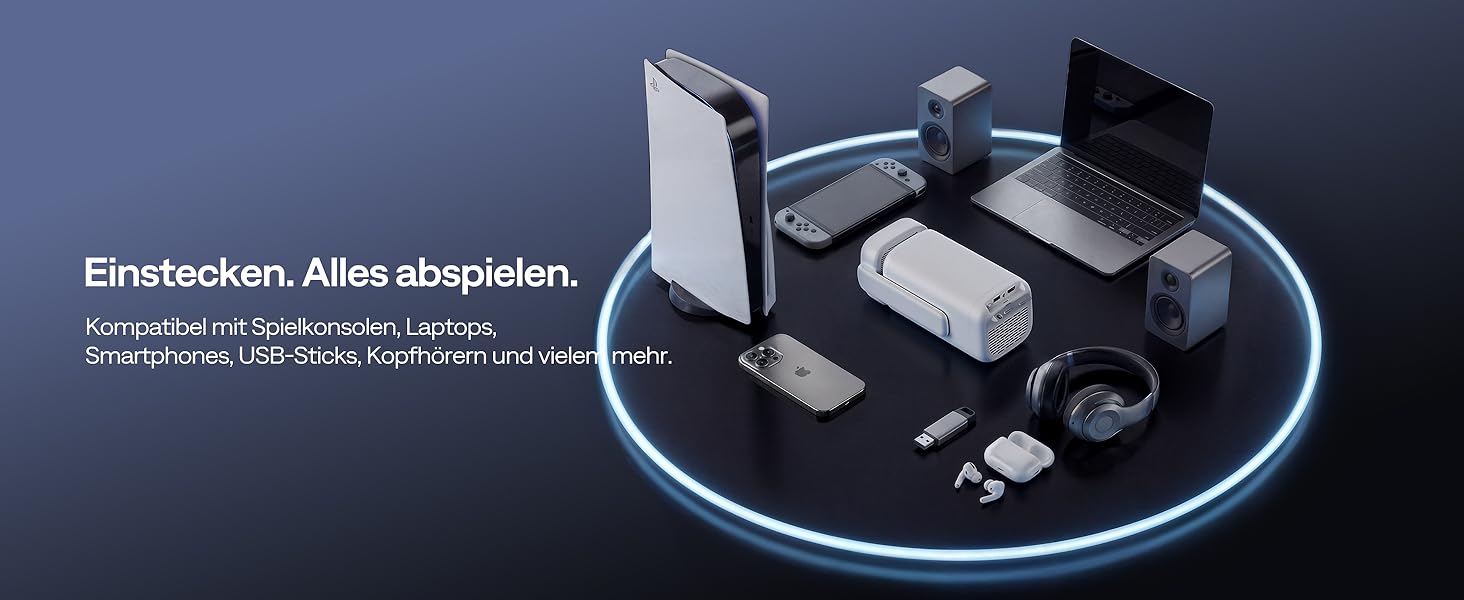 Проектор Aurzen D1 Air Smart: 1080P, 4K, HDR10, Dolby Audio, Netflix, USB-C, Автофокус, Компактний
