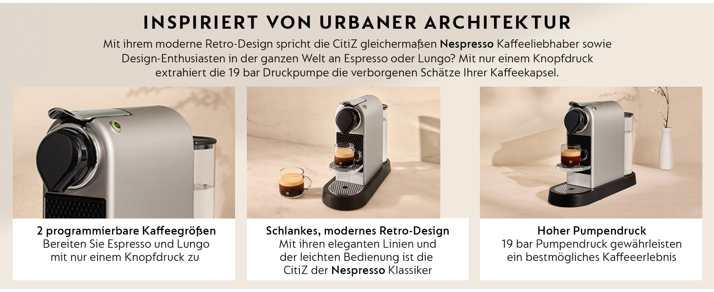 Кавомашина Nespresso Krups CitiZ XN741B, срібна: автоматична, 1260 Вт, 1 л резервуар